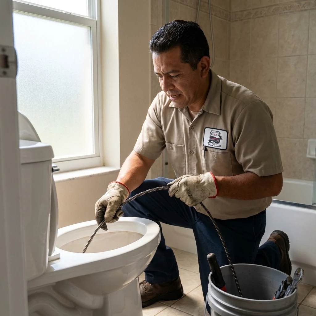 Clearing a clogged toilet in a Mango, FL home