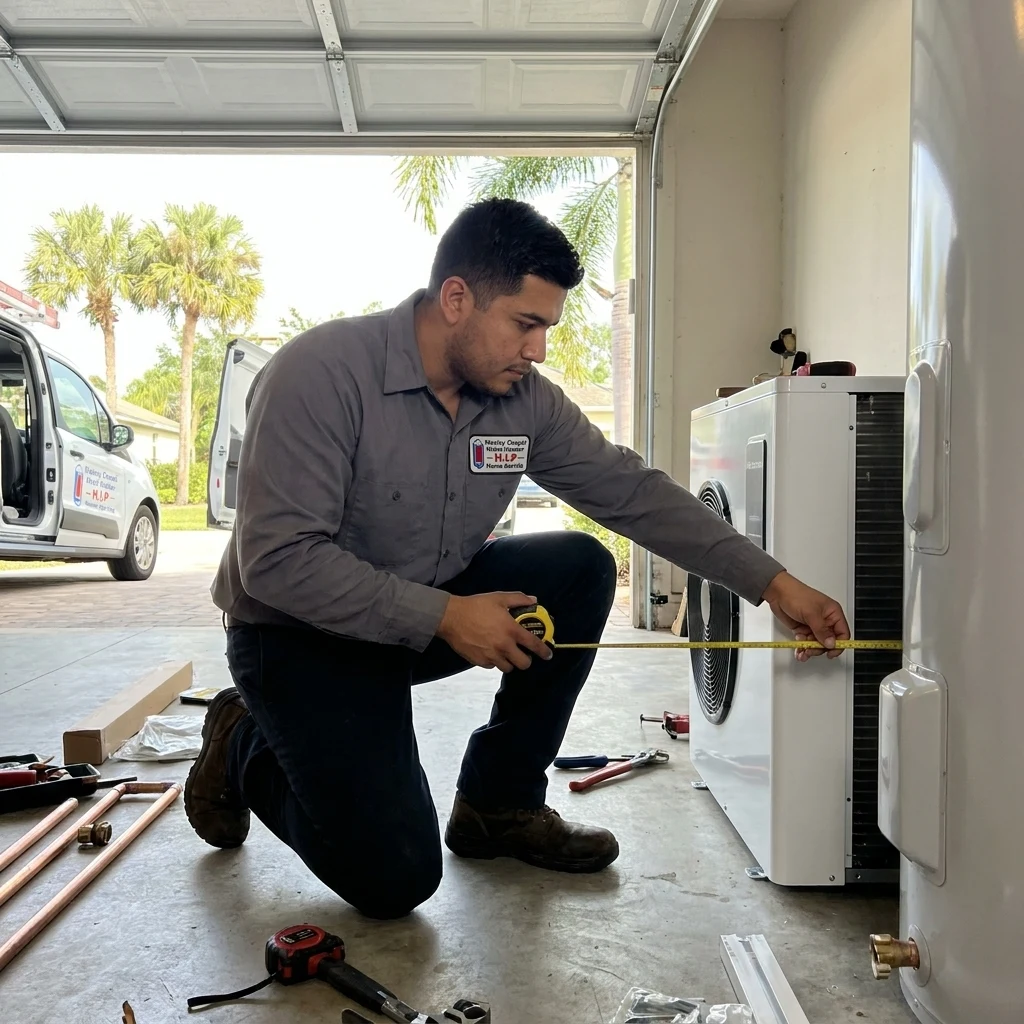 A water heater installation in a newer-build home, like the 2006-09 houses at The Hammocks
