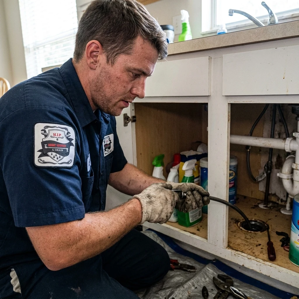Clearing a kitchen drain line in a Brandon, FL house