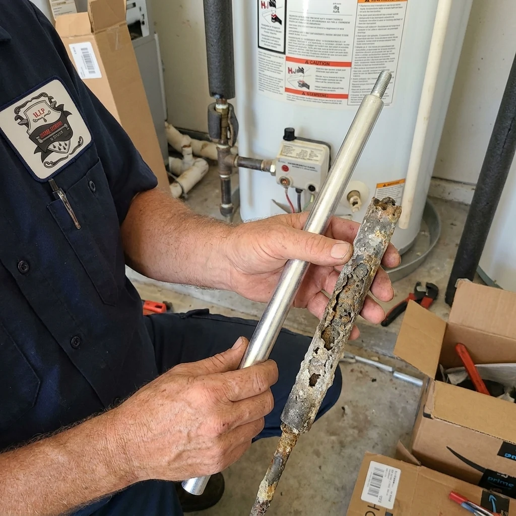 Replacing the anode rod on a tank water heater in an older Seffner home